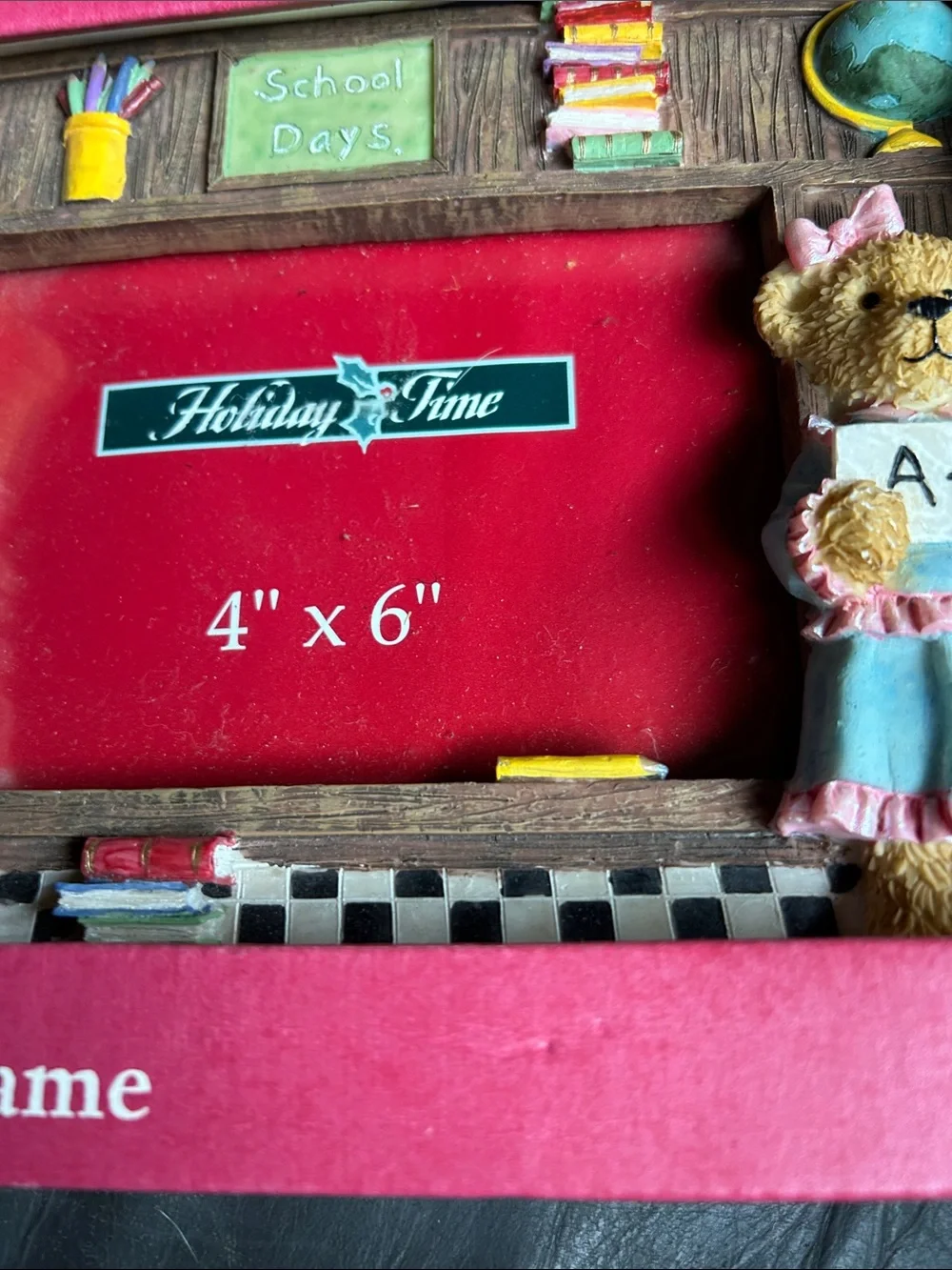 Holiday Time Pink School Days Bear Decorative Photo Frame